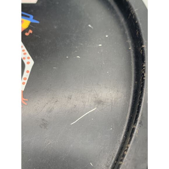 Folk Art Amish Barn Dance Hand Painted Metal Tray Vintage MCM 2 Read - Picture 4 of 7